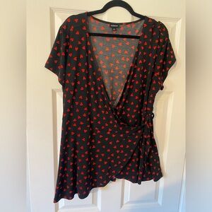 Plus size heart tie blouse
